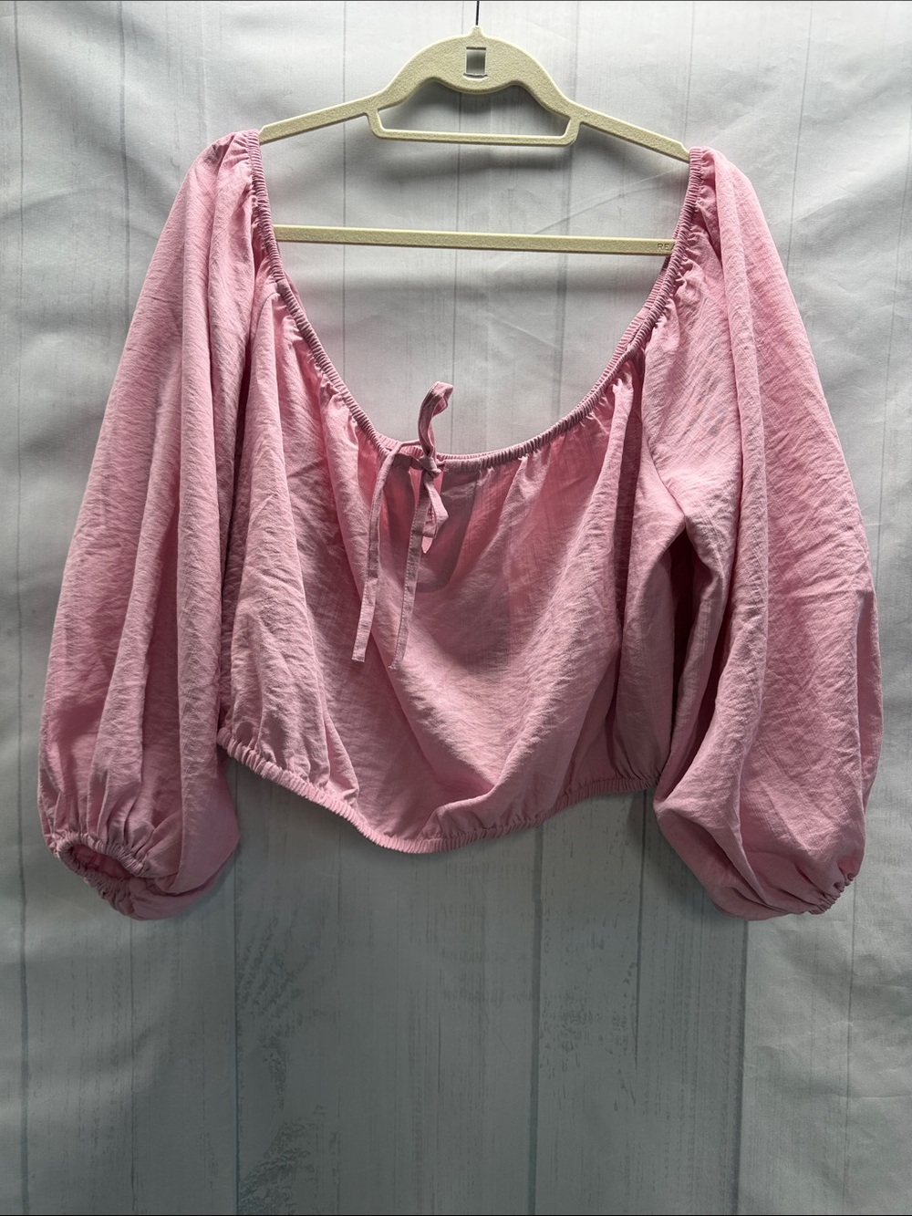 Eloquii NWT Pink Puff Sleeve Cropped Milkmaid Top Blouse Size 22